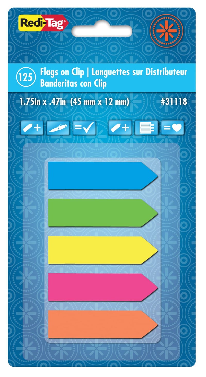 Redi-Tag 5-Color Arrow Flags in Handy Clip-On Holder, 5 Assorted Colors, Custom Message Flags, 125 Flags per Pack, 1-5/8" x 15/32" (B31118) - Image 5